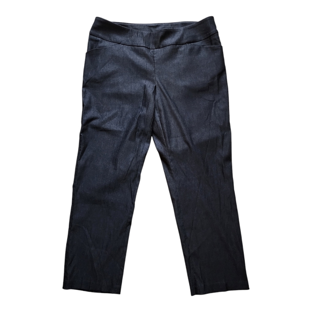 Tribal heathered black pull on stretch mid-rise straight leg slacks Size 18W N…